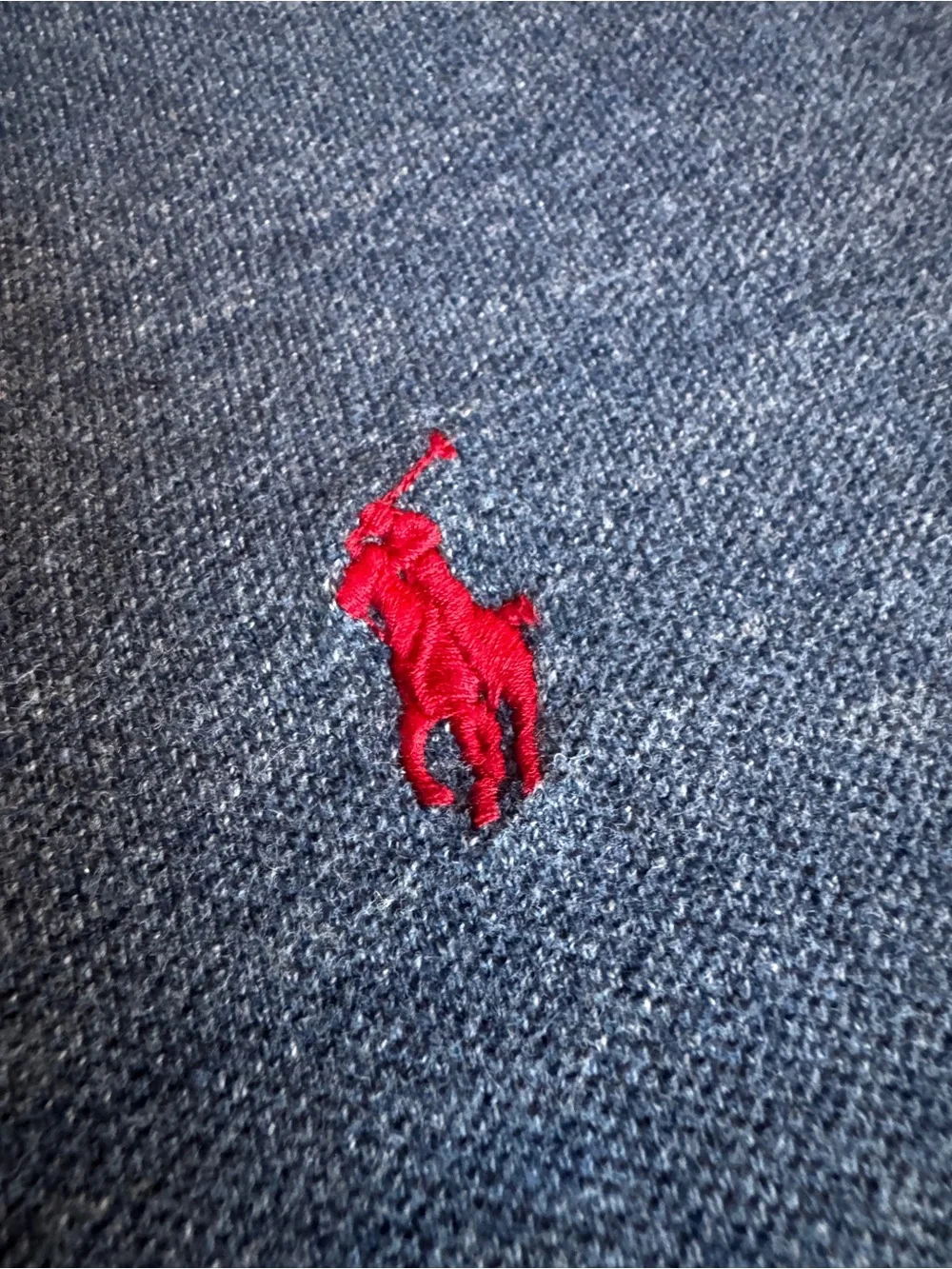 Polo Ralph Lauren Men’s Heathered Navy Blue Polo Shirt with Red Pony